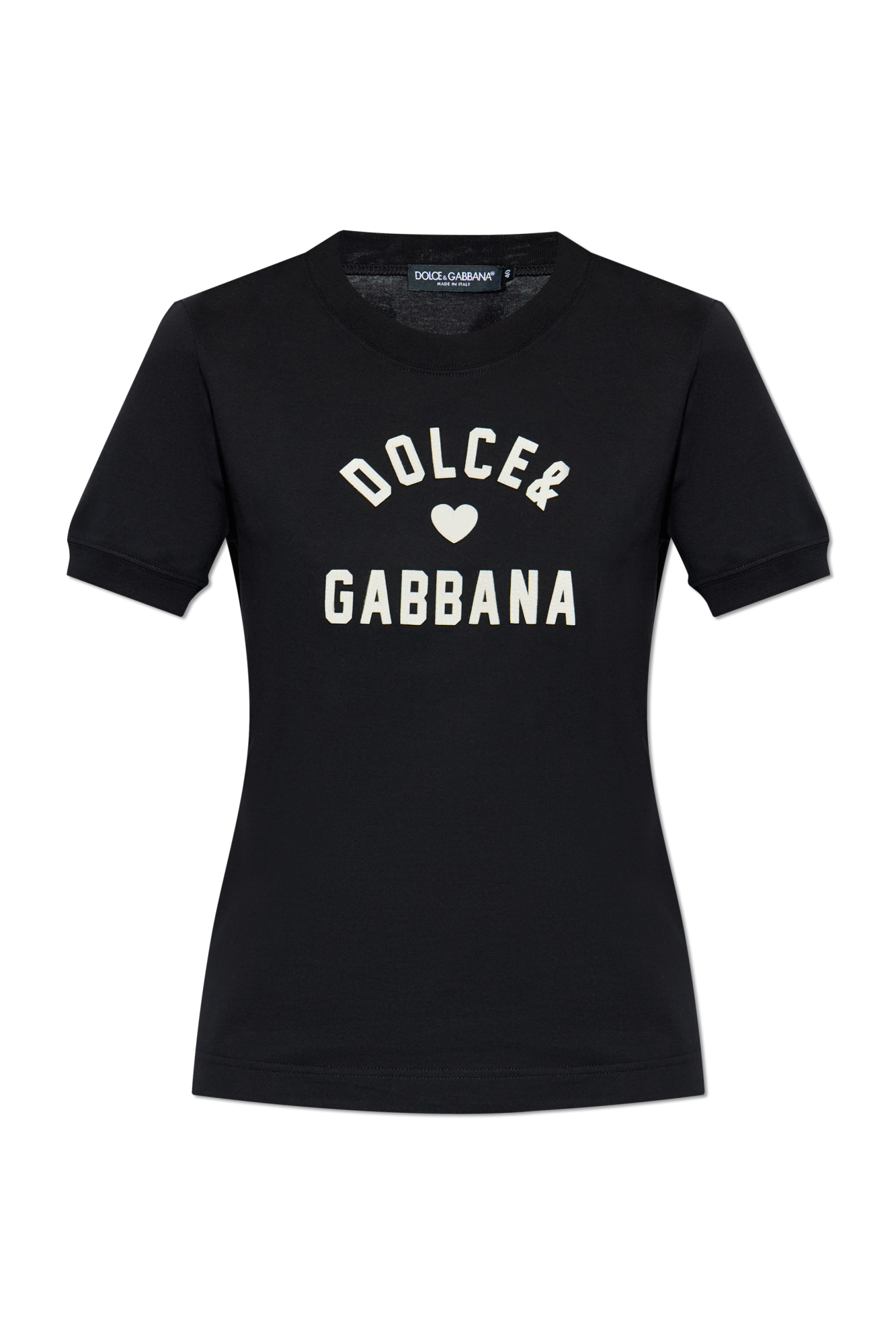 Tシャツ・カットソー DOLCE  GABBANA Women Tunic Tops F8U09TFU7AVN0000 Black Short-sleeved T-shirt with DG logo patch in Black for Men